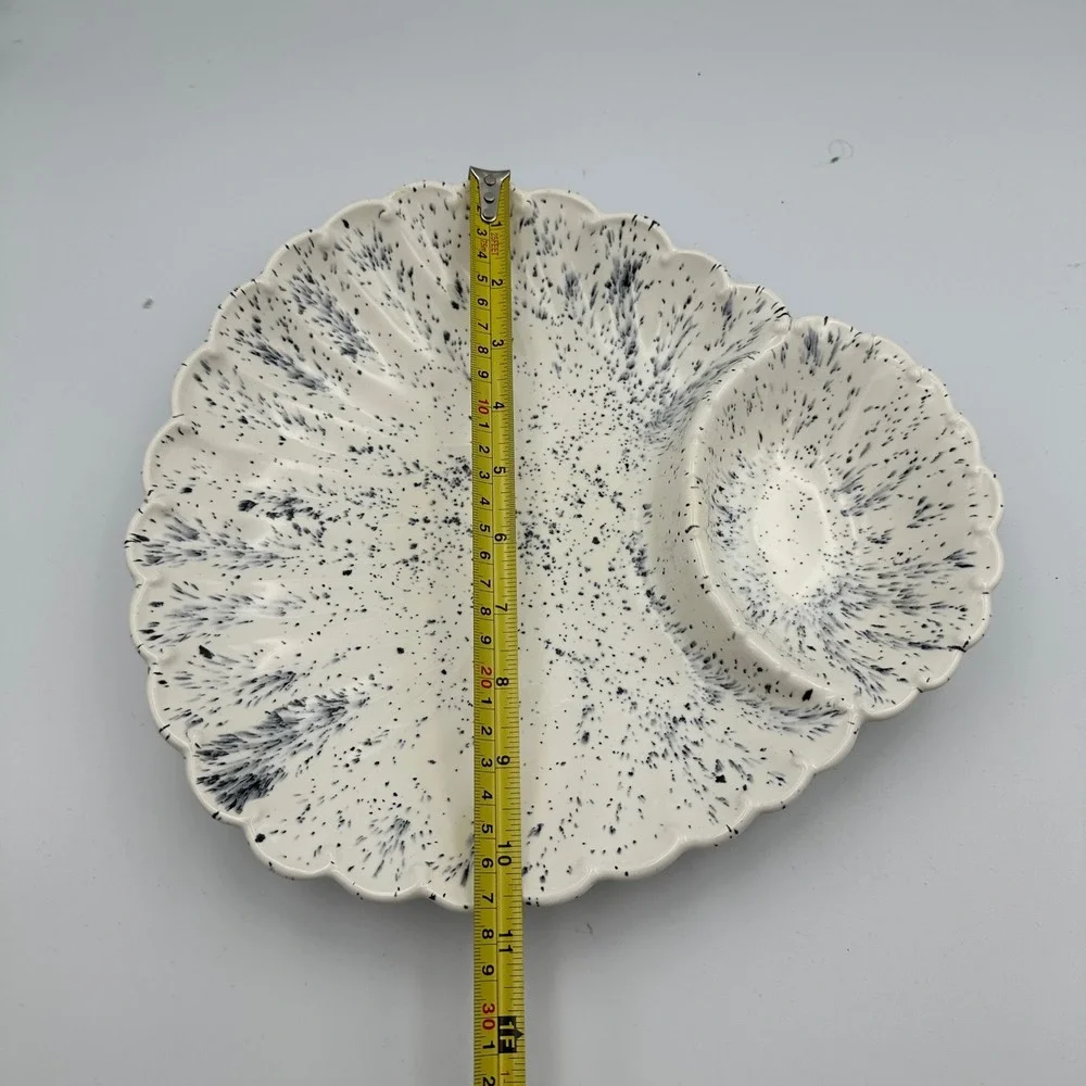 Speckled Appetizer Serving Platter White Gray Condiment Relish‎ Divided Dish